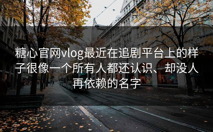 糖心官网vlog最近在追剧平台上的样子很像一个所有人都还认识、却没人再依赖的名字