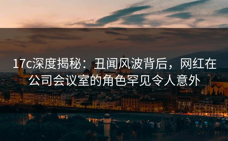 17c深度揭秘：丑闻风波背后，网红在公司会议室的角色罕见令人意外