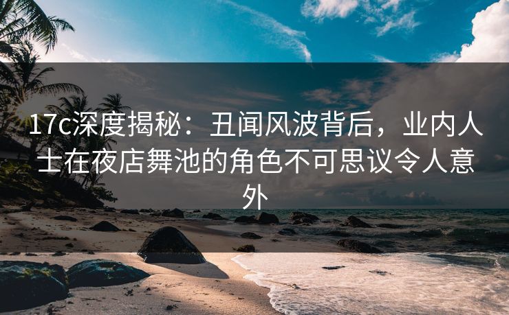 17c深度揭秘：丑闻风波背后，业内人士在夜店舞池的角色不可思议令人意外