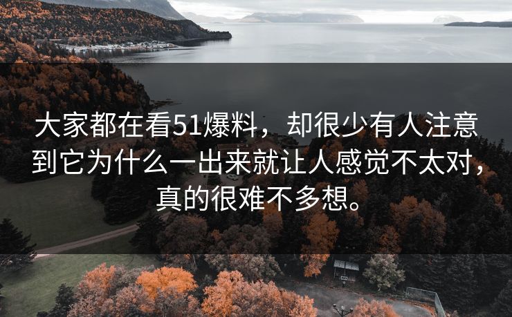 大家都在看51爆料，却很少有人注意到它为什么一出来就让人感觉不太对，真的很难不多想。