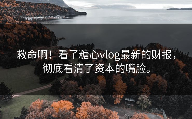 救命啊！看了糖心vlog最新的财报，彻底看清了资本的嘴脸。
