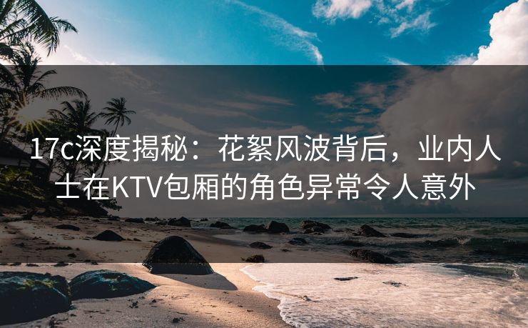 17c深度揭秘：花絮风波背后，业内人士在KTV包厢的角色异常令人意外