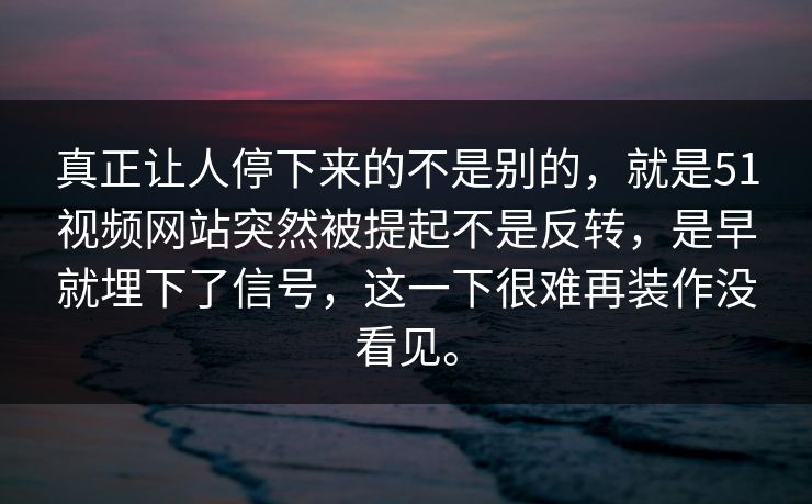 真正让人停下来的不是别的，就是51视频网站突然被提起不是反转，是早就埋下了信号，这一下很难再装作没看见。